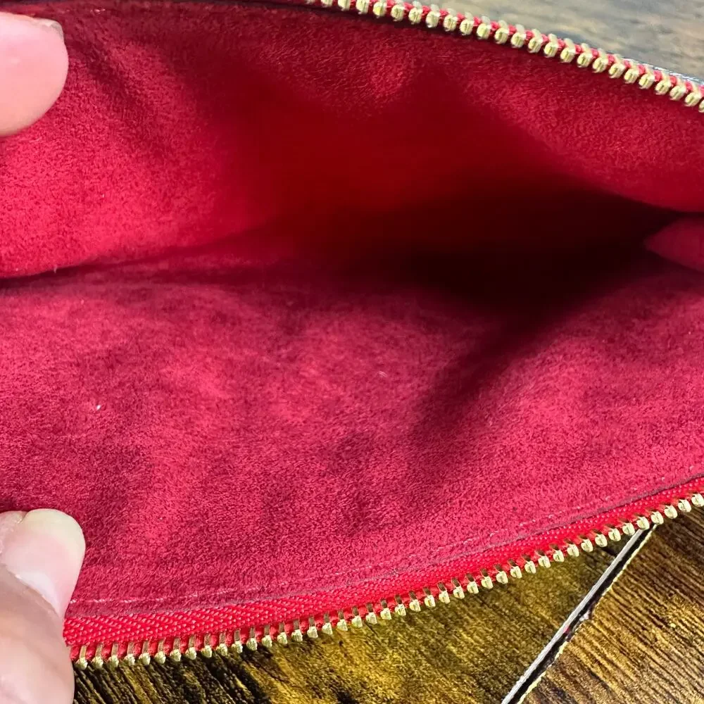 Authentic Louis Vuitton Red Epi Leather Accessories Pochette Bag Vintage